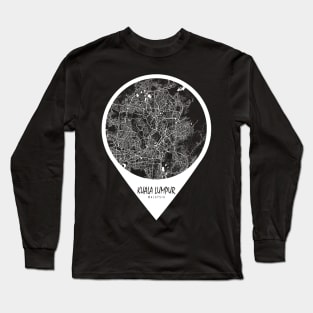 Kuala Lumpur, Malaysia City Map - Travel Pin Long Sleeve T-Shirt